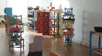 Pjotr Müller, detail expositie 2011,

'Rietveld als pastelkleurig universum - tussen spel en religie',

galerieruimte beletage, projectenkamer
PHŒBUS•Rotterdam